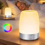 Nachttischlampe mit Wecker und Farbwechsel-Licht