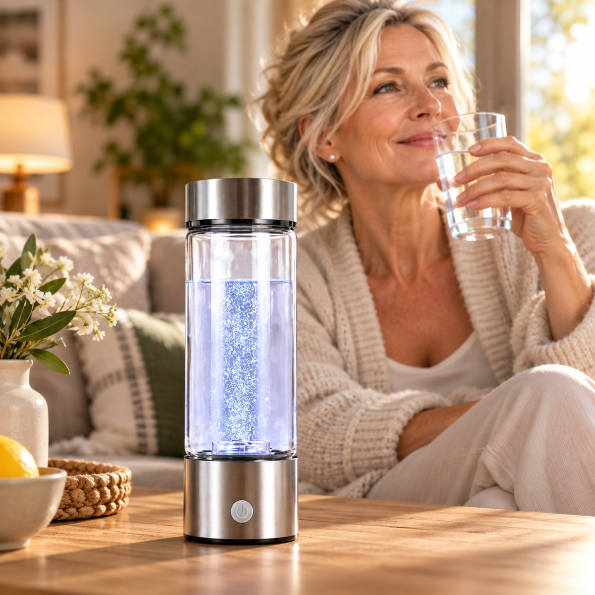 Wasserstoff-Wasserflasche Glas mit USB-Aufladung