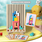 Wooden Tetris puzzle – Colorful building game from 5 years