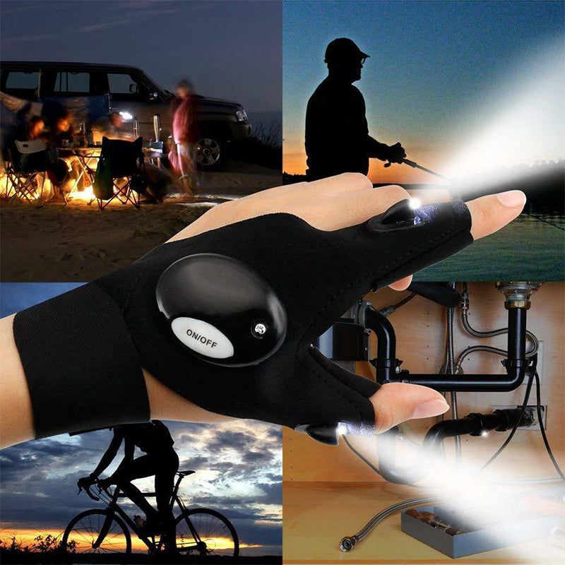 LED gloves with integrated lights