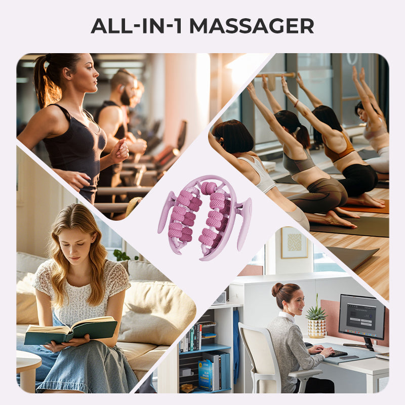 Massage roller for legs with ergonomic knobs