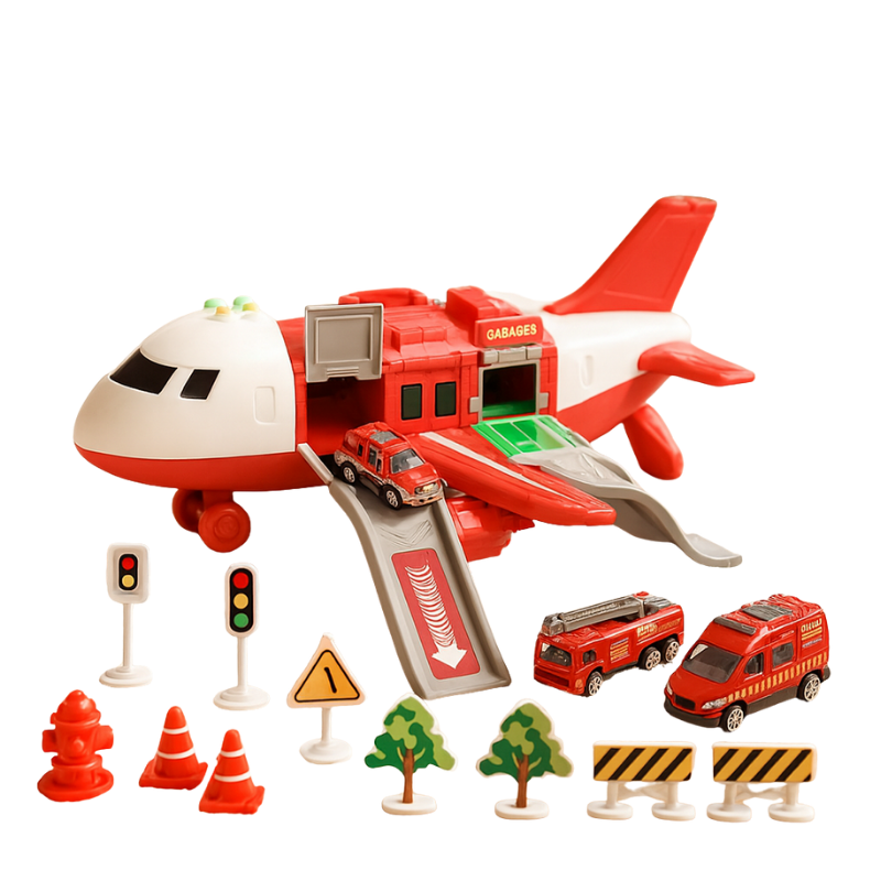 Polizei-Flugzeug Spielzeugset mit Fahrzeugen und Kran