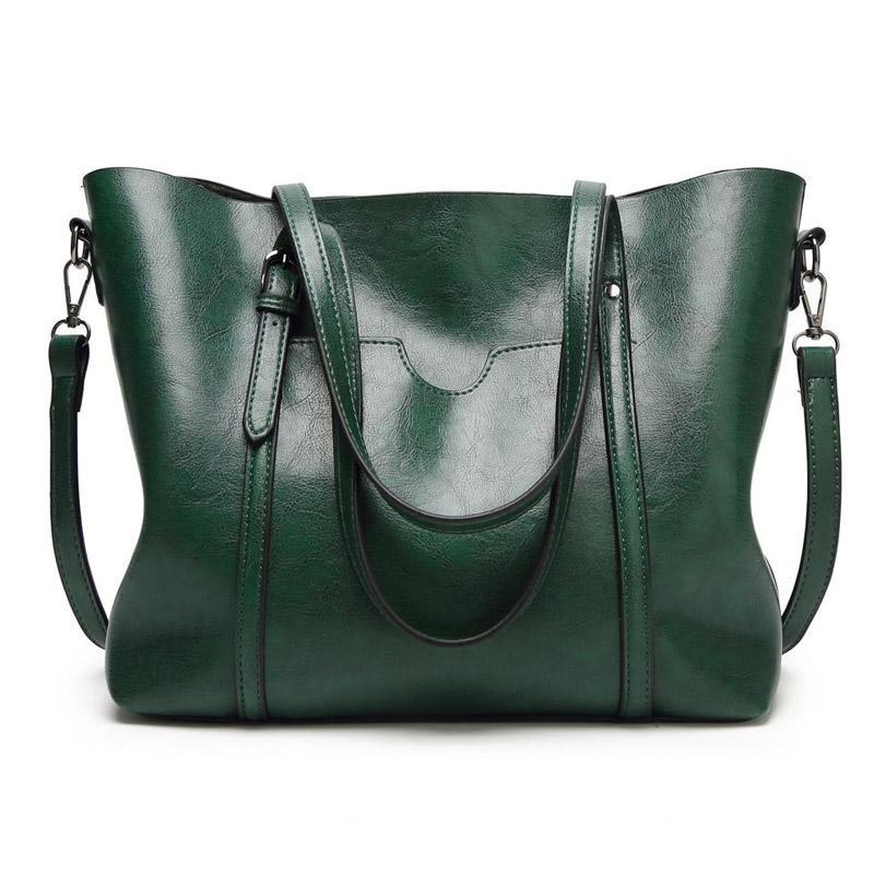 Leather handbag with large capacity and adjustable shoulder strap