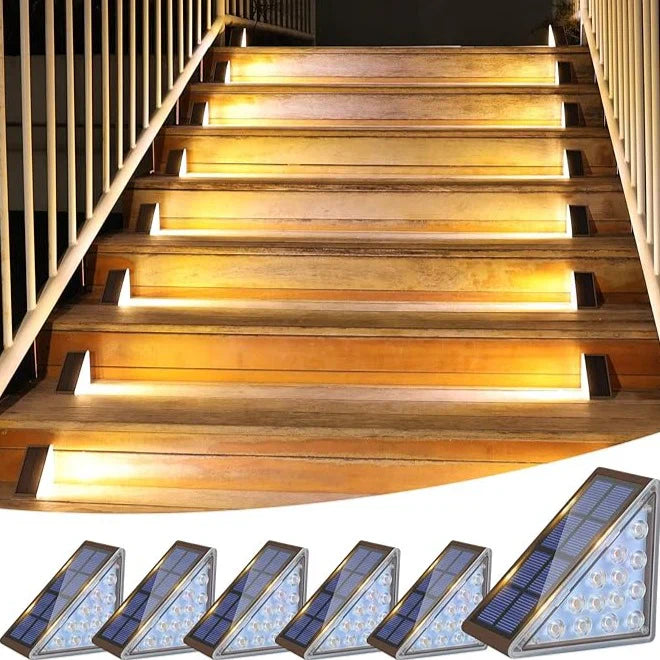 Solar stair lights for outdoors – Warm white LED light, set of 4 or 10