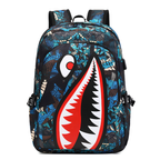 Kinder-Rucksack Hai-Motiv mit USB-Anschluss