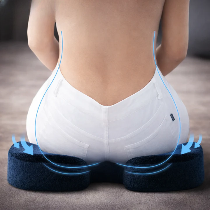 Ergonomic memory foam seat cushion with non-slip bottom