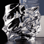 Crystal whisky glass with faceted design