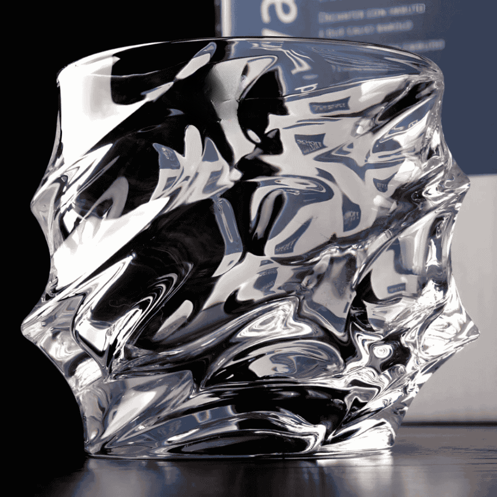 Crystal whisky glass with faceted design