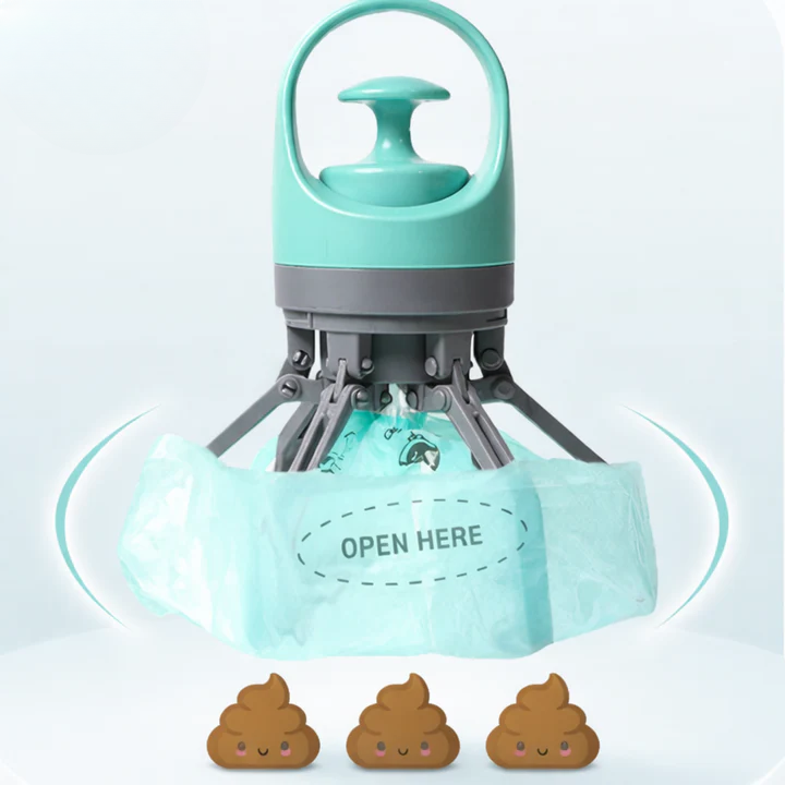 Dog Poop Grabber with Built-in Bag Dispenser – Touch-Free Cleaning
