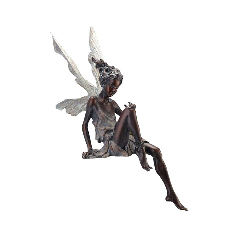 Garden Figurine Sitting Fairy Made of Resin
