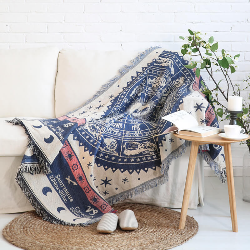 Überwurf Bohemian mit Quasten – Wendbares Design aus Baumwolle