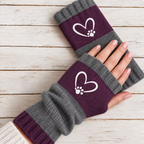 Strickhandschuhe fingerlos mit Herzmotiv