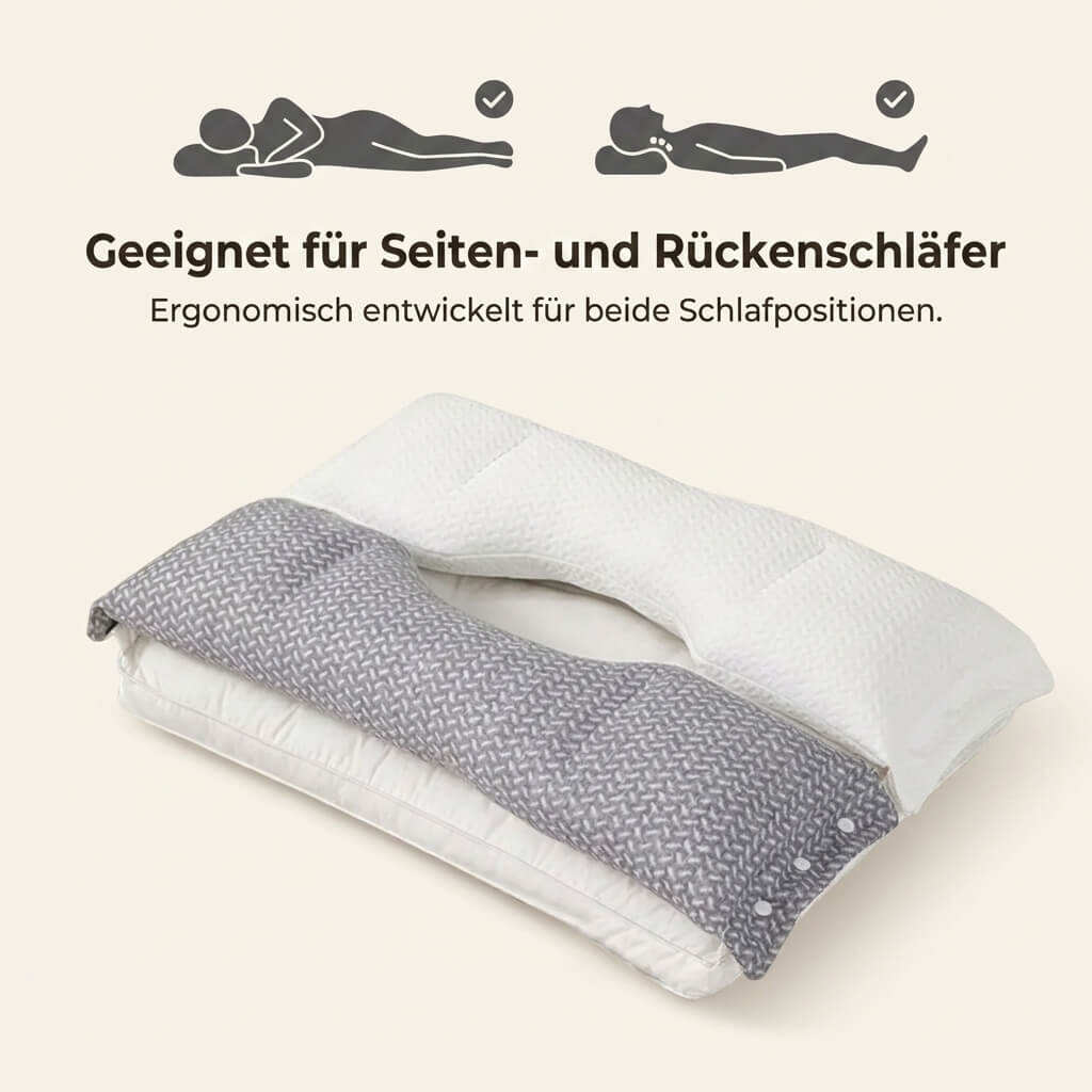 Wake up without neck pain — Ergonomic support pillow for side and back sleepers