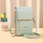 Cell phone case shoulder bag with touchscreen window