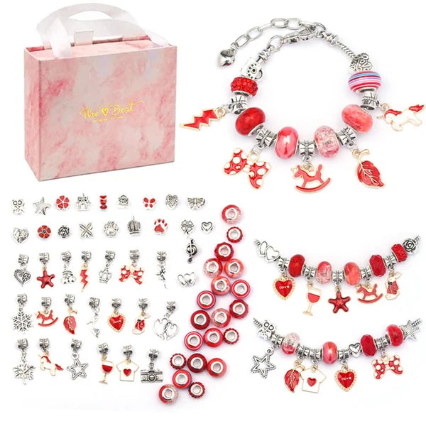 Bracelet Craft Kit with Colorful Beads and Charms
