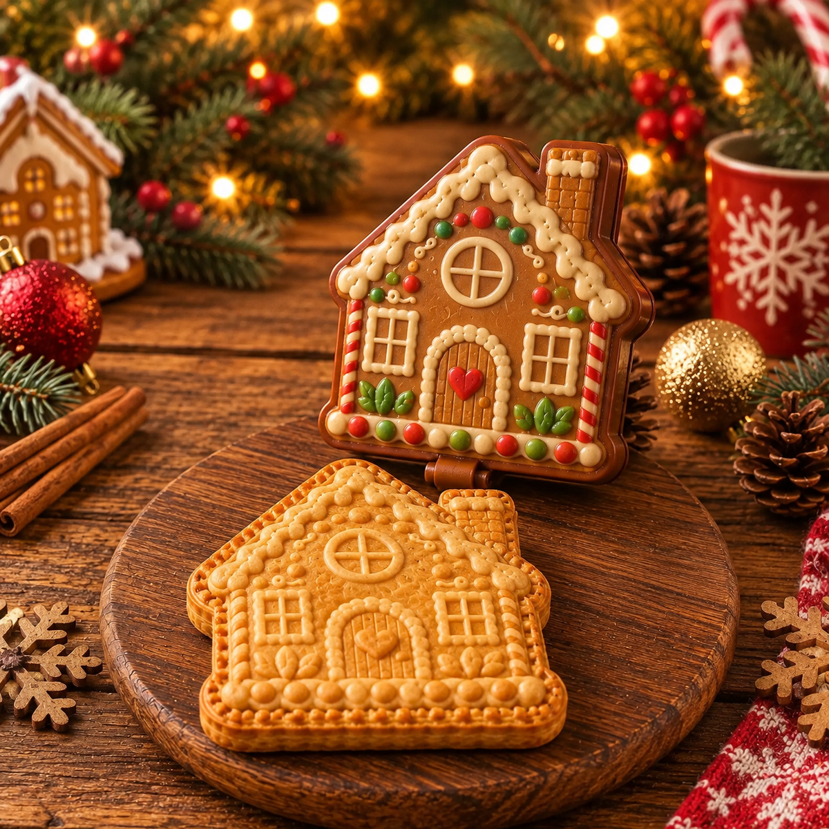 Christmas cookie & mini pie embossing mold with flip-open design - 3D motifs, 8 designs