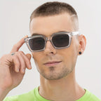 Men's Square Gray Sunglasses – UV400 Protection