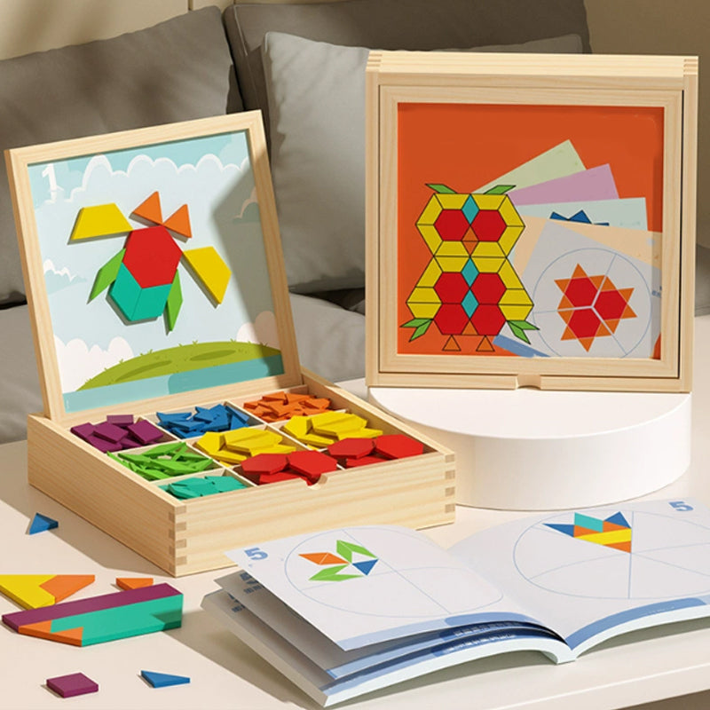 Magnetisches Holz-Puzzle mit geometrischen Formen