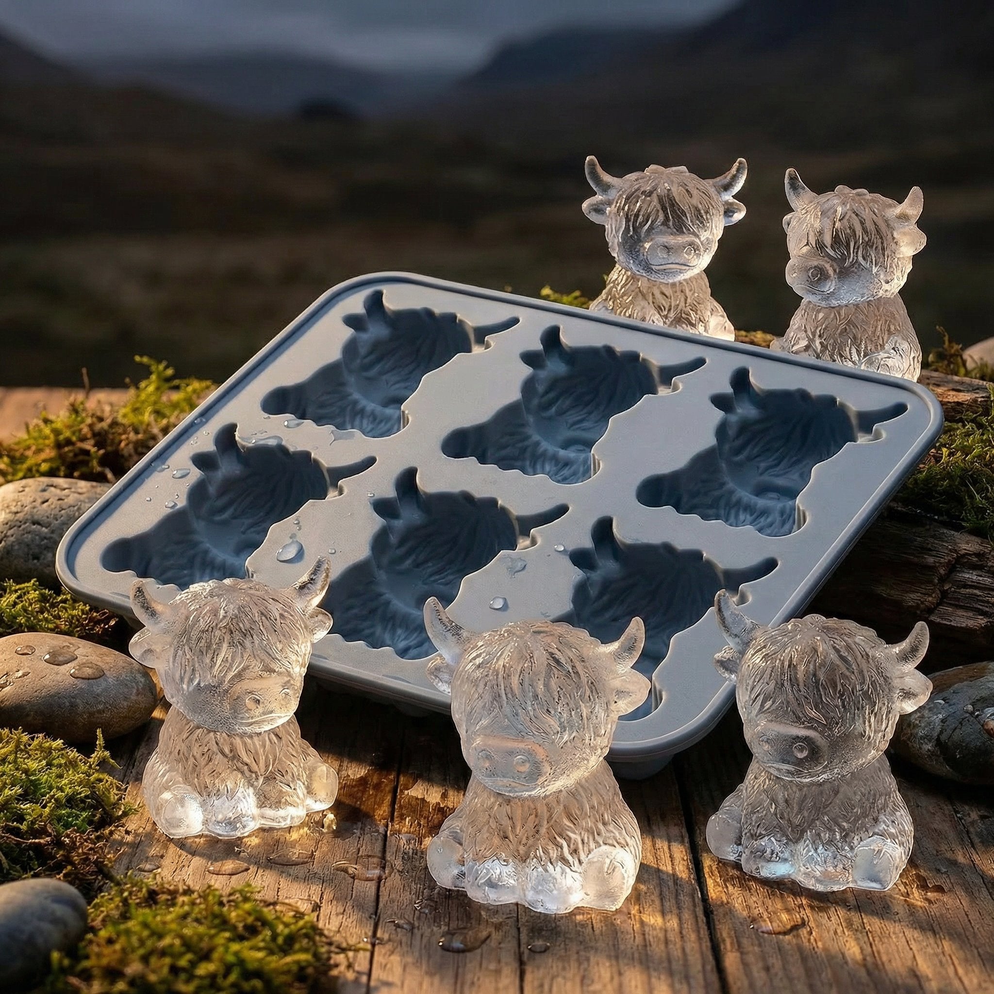 Eiswürfelform Silikon Highland-Kuh mit 6 Mulden