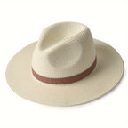 Panama sun hat with wide brim made of paper fiber