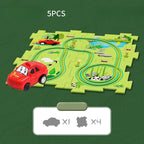 Puzzle-Straßenset mit Auto und Verkehrsschildern