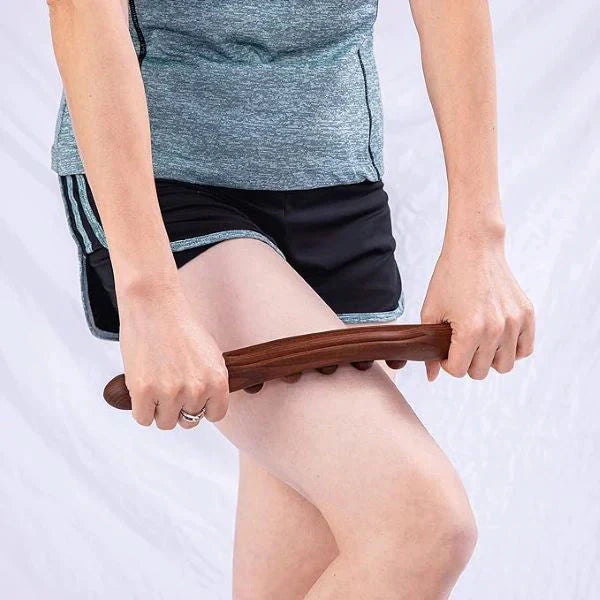 Massagestab Holz mit 5 Kugeln – Lymphdrainage und Entspannung