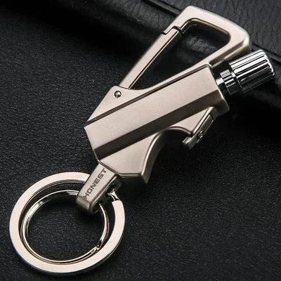 Waterproof fire starter with flint and carabiner