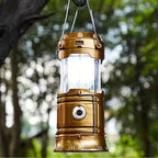 LED camping lamp solar USB power bank gold extendable 14-19 cm