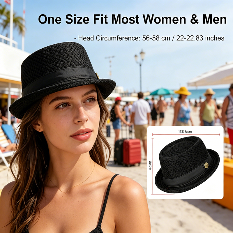 Sommer Pork Pie Hut Mesh atmungsaktiv für Damen und Herren