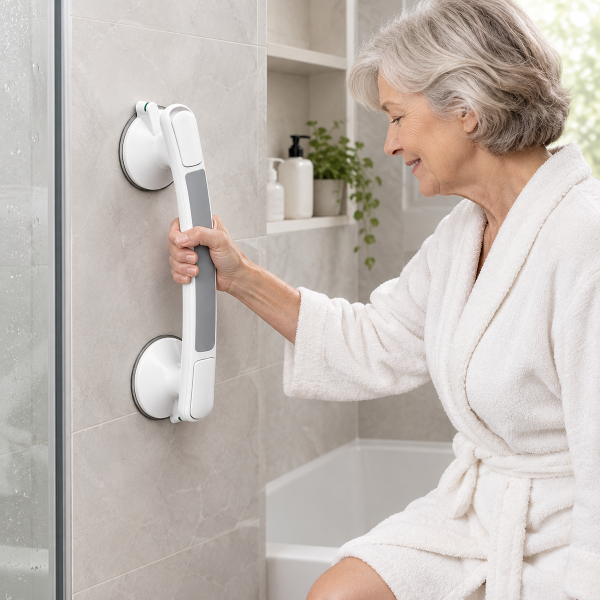 Saugnapf-Haltegriff ohne Bohren – Versetzbar für Dusche und Bad