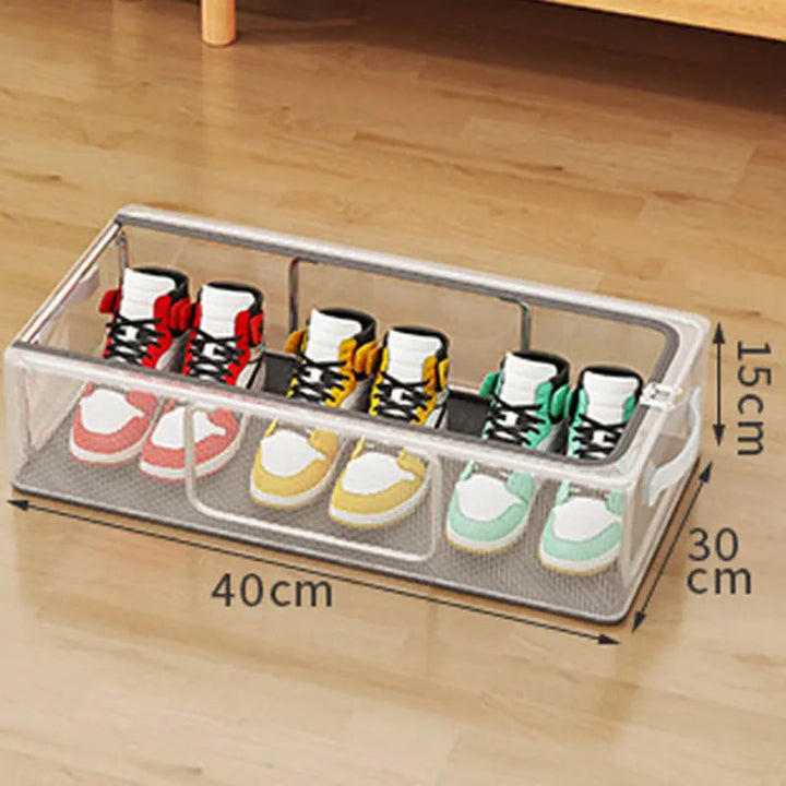 Transparent stackable shoe boxes with front opening