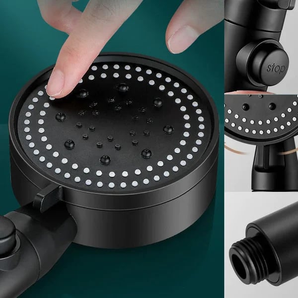 High-pressure shower head with 5 spray types and self-cleaning function