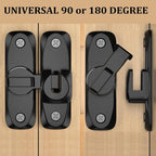 Universal latch adjustable to 90° and 180° for sliding doors
