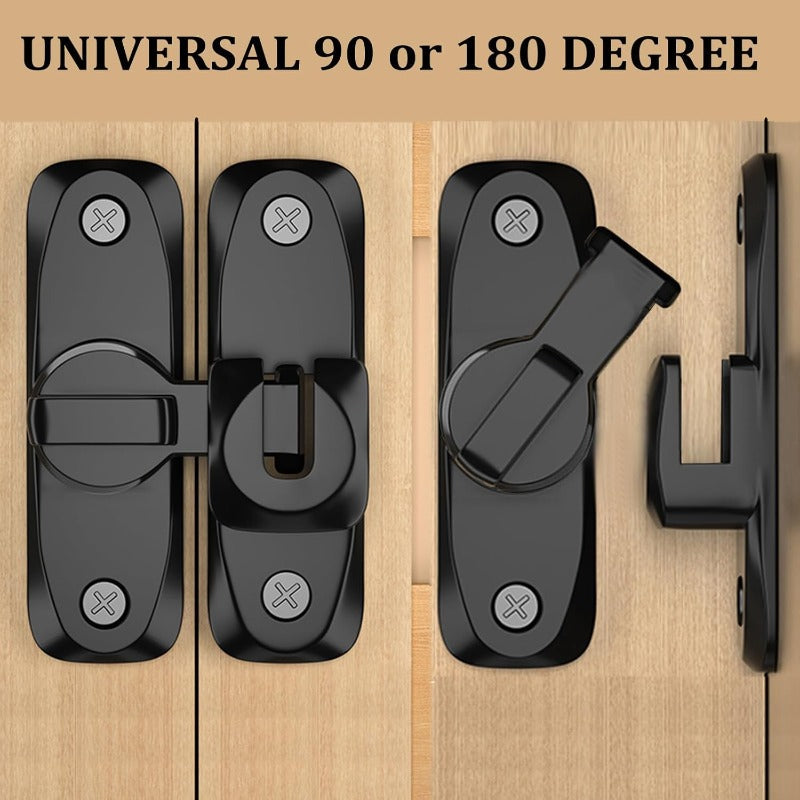 Universal latch adjustable to 90° and 180° for sliding doors