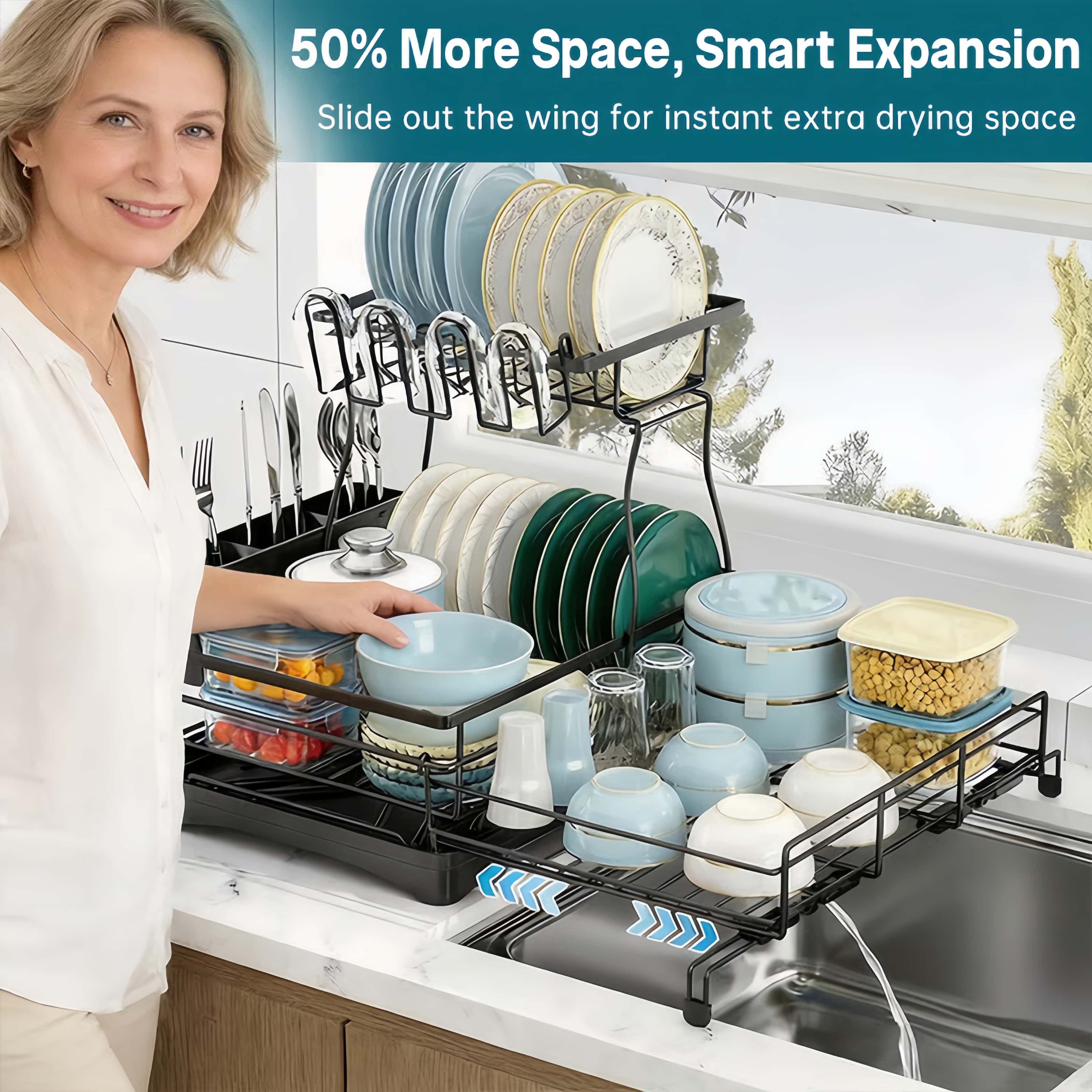 Pull-out 2-in-1 Dish Dryer with Drip Tray