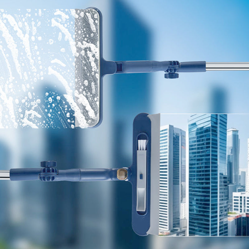 Window cleaner for high-rise buildings with telescopic pole