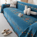 Sofaüberwurf Chenille mit Fransen – Wendbar, geometrisches Muster
