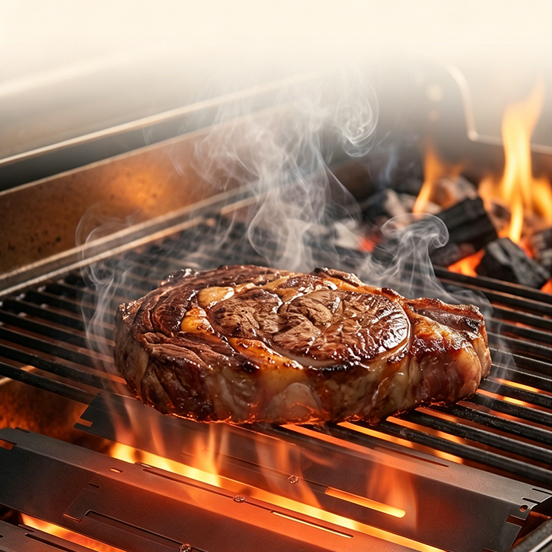 Grillplatte verstellbar 30-53 cm Edelstahl schwarz porzellan