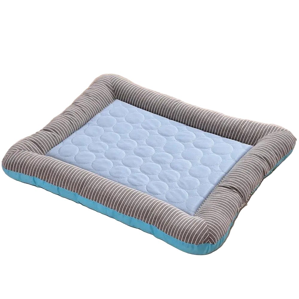 Cooling mat for pets with raised padded edge