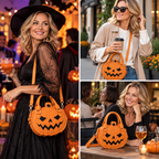 Handtasche Kürbis-Motiv Kunstleder Halloween
