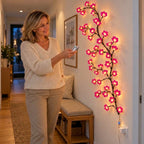 LED cherry blossom branch lights 1.6 m, 48 lights - warm white, with remote control