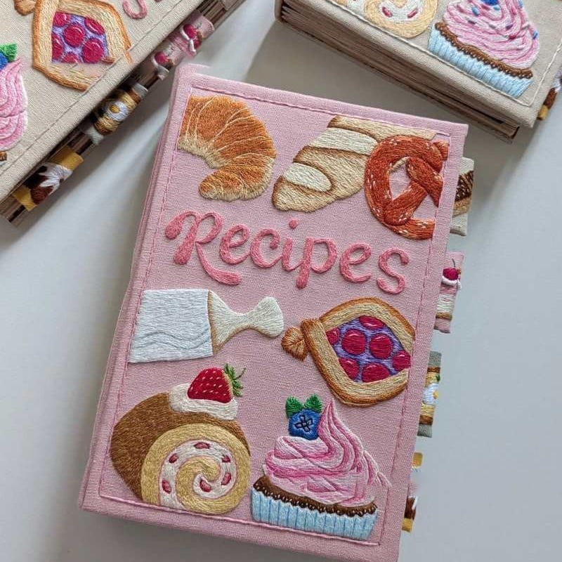 Handmade Recipe Book – Splash-Proof Pages & Embroidered Cover