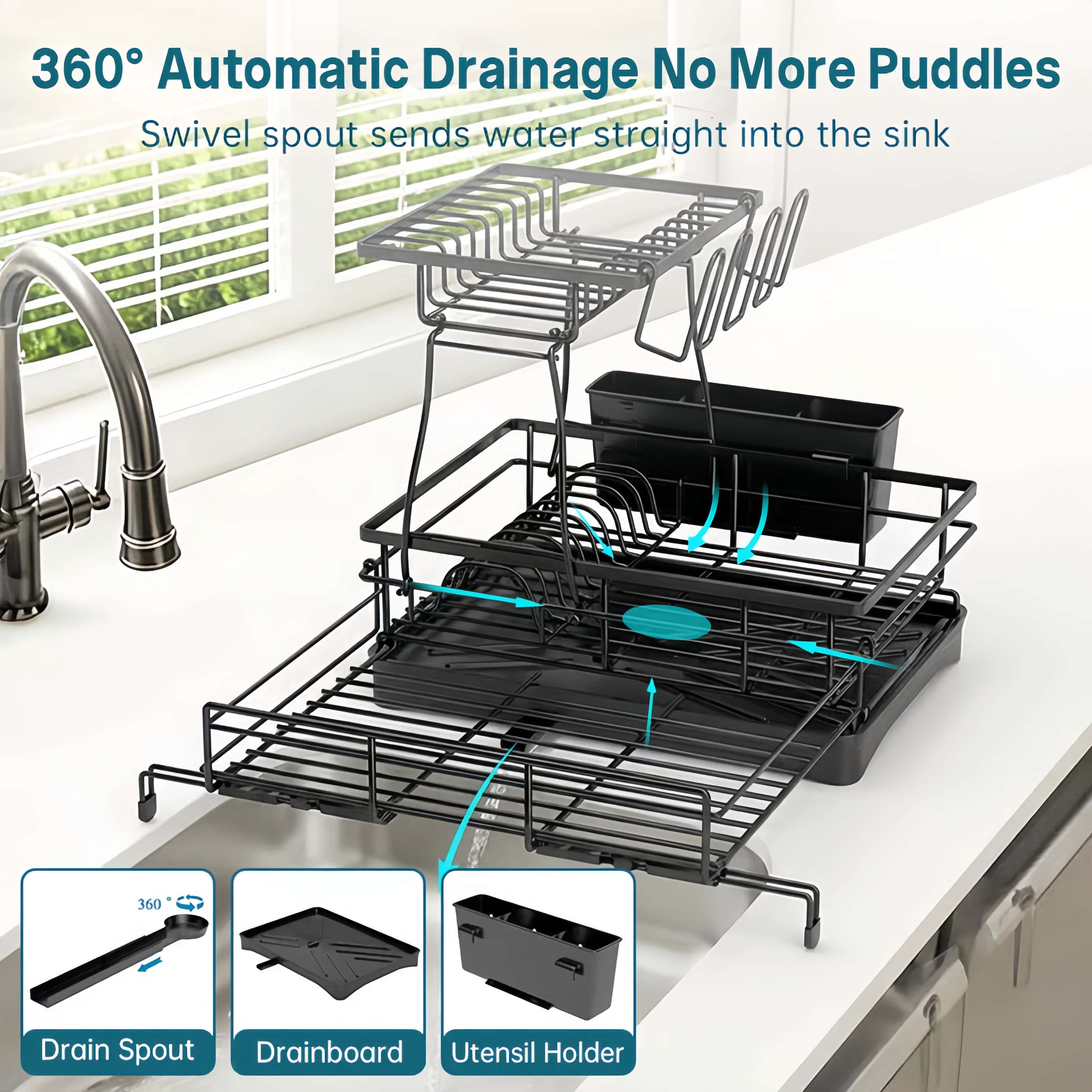 Pull-out 2-in-1 Dish Dryer with Drip Tray