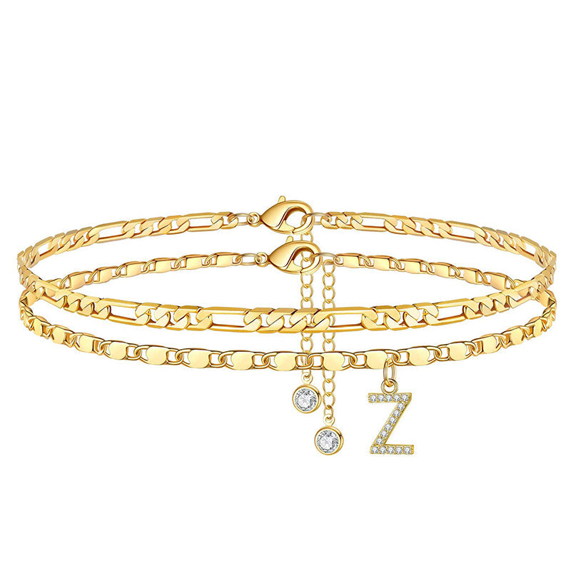 Fußkette Layered-Design mit Strass-Steinen