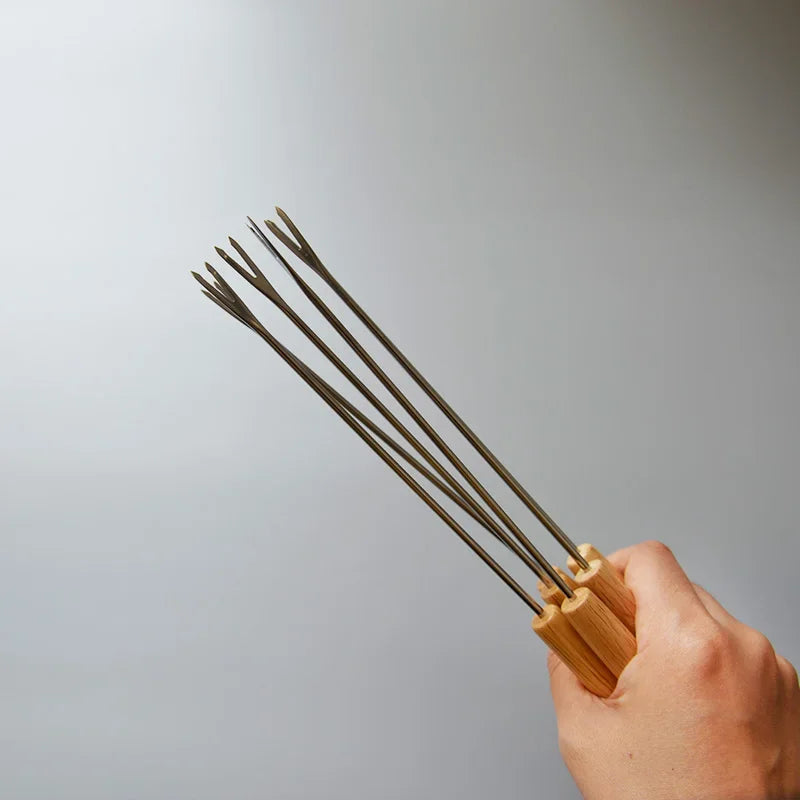 Grillgabeln Edelstahl mit Holzgriffcm