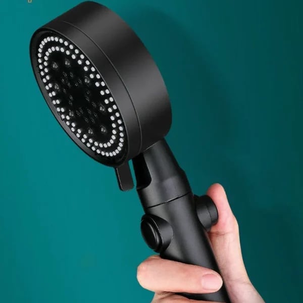 High-pressure shower head with 5 spray types and self-cleaning function
