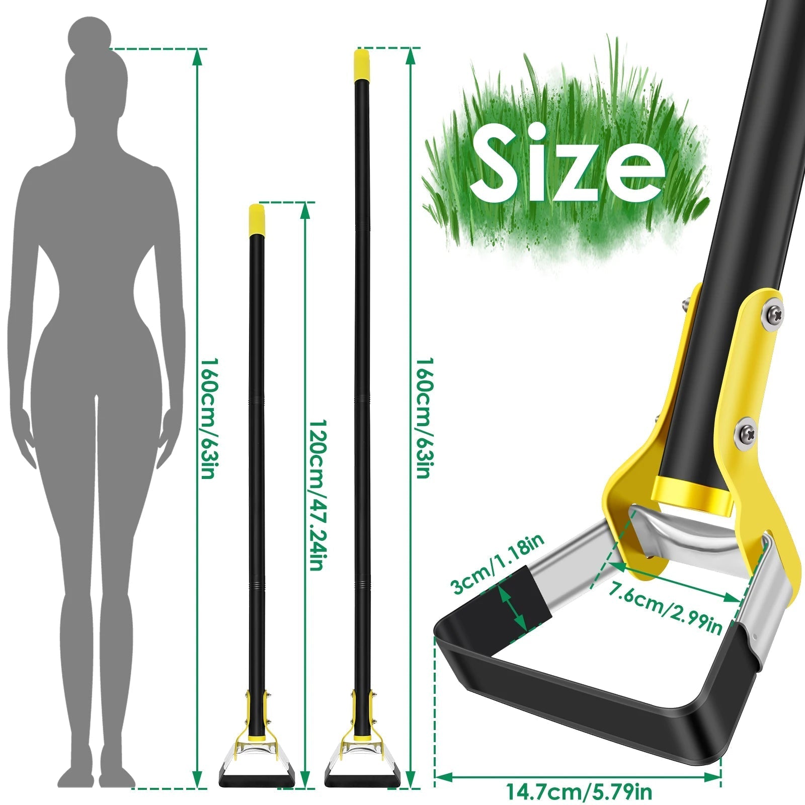 Gartenhacke Edelstahl mit ergonomischem Langgriff