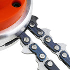 Chain mower replacement head with metal chain for brush cutters
