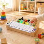 Baby Klavier aus Holz mit Activity-Board, 8 Tasten, Licht & Sound, ab 1 Jahr