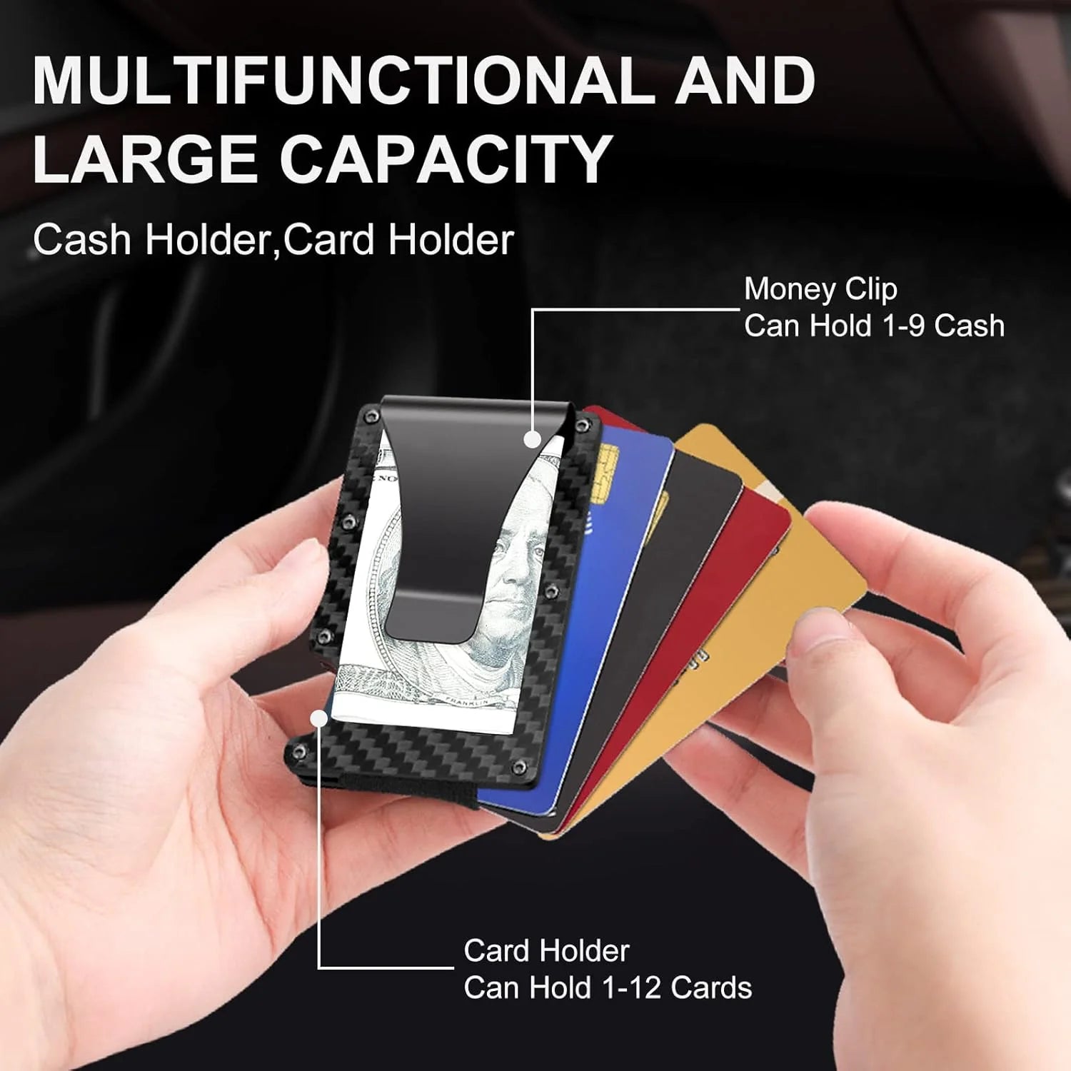 Slim Card Holder with Money Clip – RFID Protection